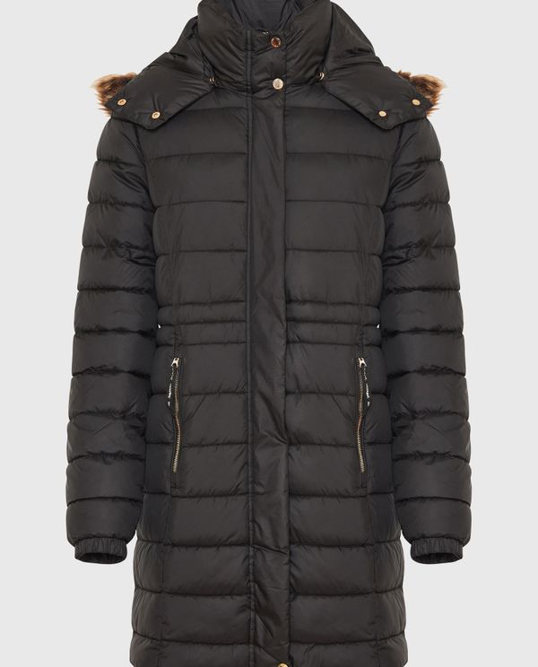 Long fit puffer μπουφάν με αποσπώμενη γούνα
