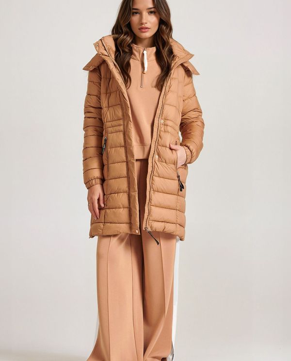 Long fit puffer μπουφάν με αποσπώμενη γούνα
