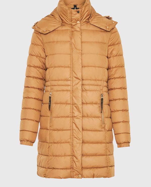 Long fit puffer μπουφάν με αποσπώμενη γούνα