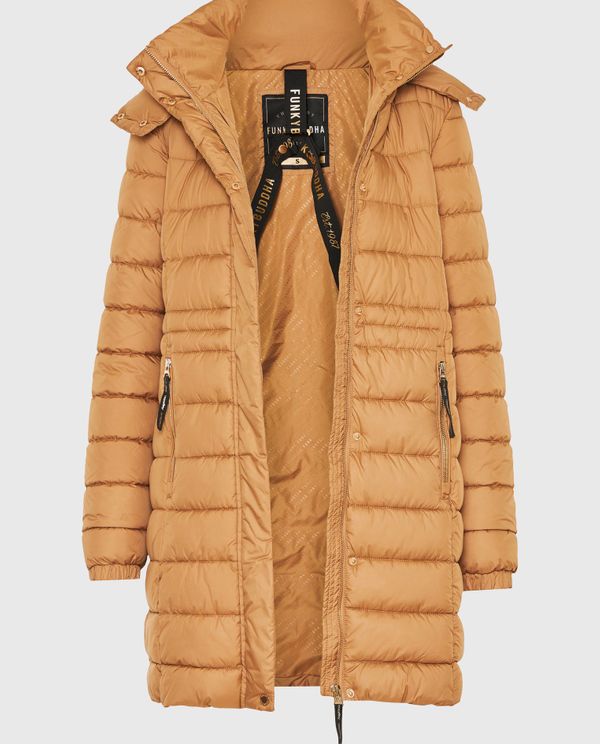 Long fit puffer μπουφάν με αποσπώμενη γούνα