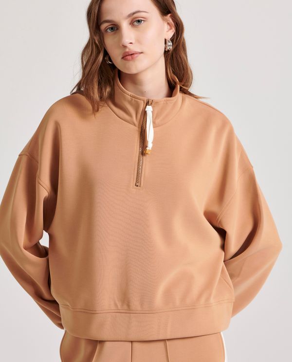 Γυναικείο half-zip φούτερ με ψηλή λαιμόκοψη