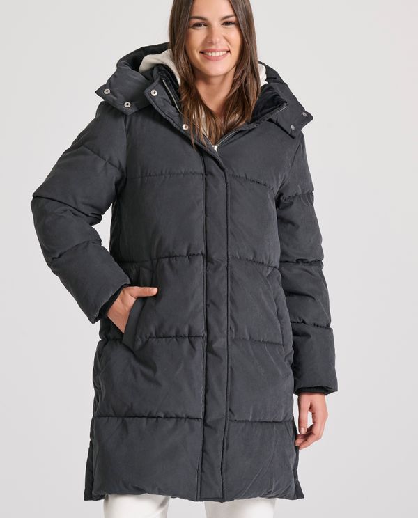 Loose fit μακρύ puffer μπουφάν με αποσπώμενη κουκούλα