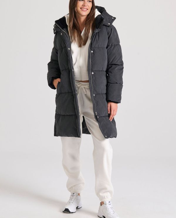 Loose fit μακρύ puffer μπουφάν με αποσπώμενη κουκούλα