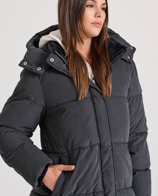 Loose fit μακρύ puffer μπουφάν με αποσπώμενη κουκούλα