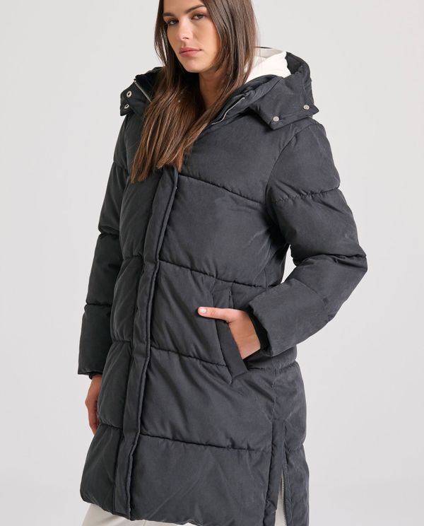 Loose fit μακρύ puffer μπουφάν με αποσπώμενη κουκούλα