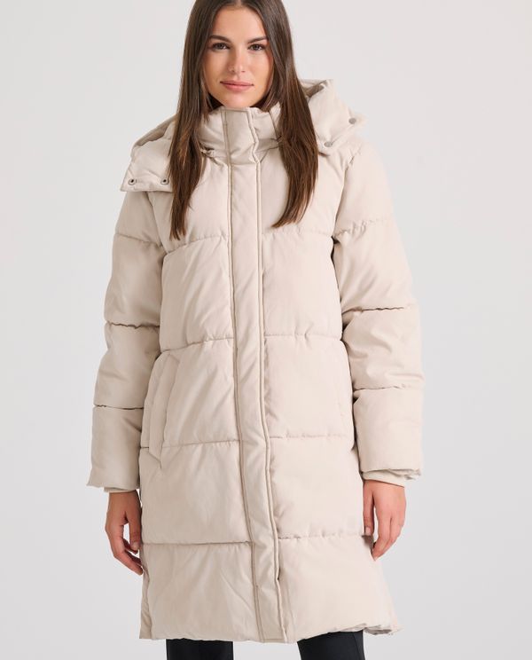 Loose fit μακρύ puffer μπουφάν με αποσπώμενη κουκούλα