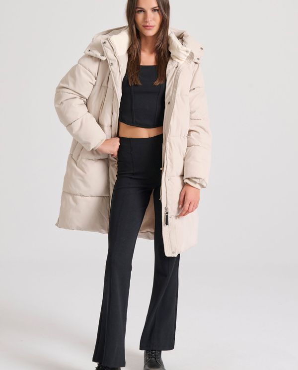 Loose fit μακρύ puffer μπουφάν με αποσπώμενη κουκούλα