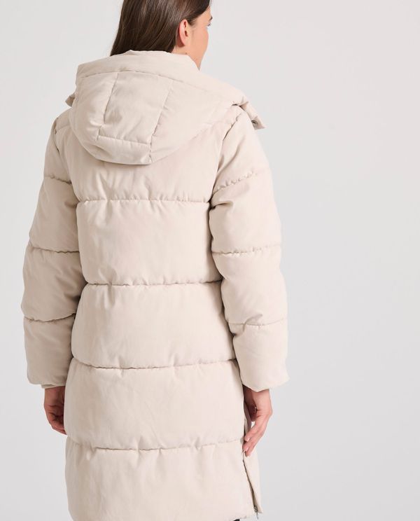 Loose fit μακρύ puffer μπουφάν με αποσπώμενη κουκούλα