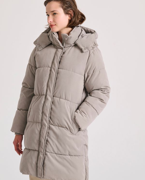 Loose fit μακρύ puffer μπουφάν με αποσπώμενη κουκούλα
