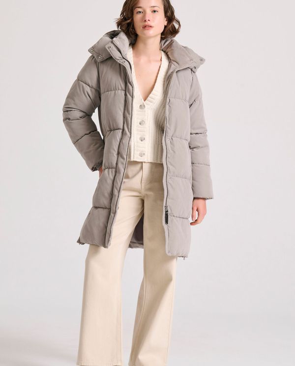 Loose fit μακρύ puffer μπουφάν με αποσπώμενη κουκούλα