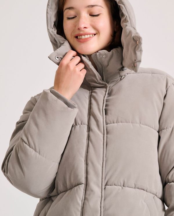 Loose fit μακρύ puffer μπουφάν με αποσπώμενη κουκούλα