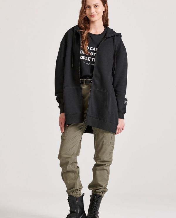 Relaxed fit φούτερ ζακέτα με τύπωμα στη πλάτη