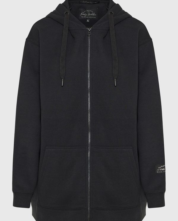 Relaxed fit φούτερ ζακέτα με τύπωμα στη πλάτη