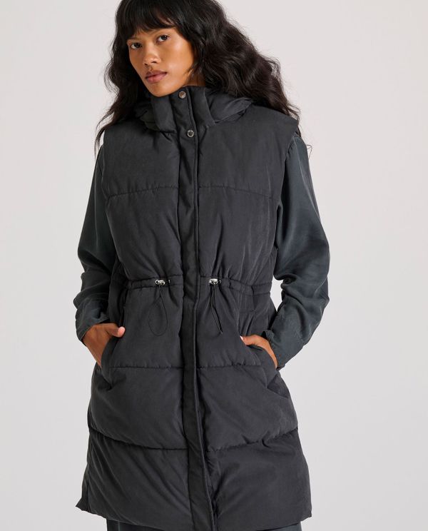 Loose fit αμάνικο puffer μακρύ μπουφάν