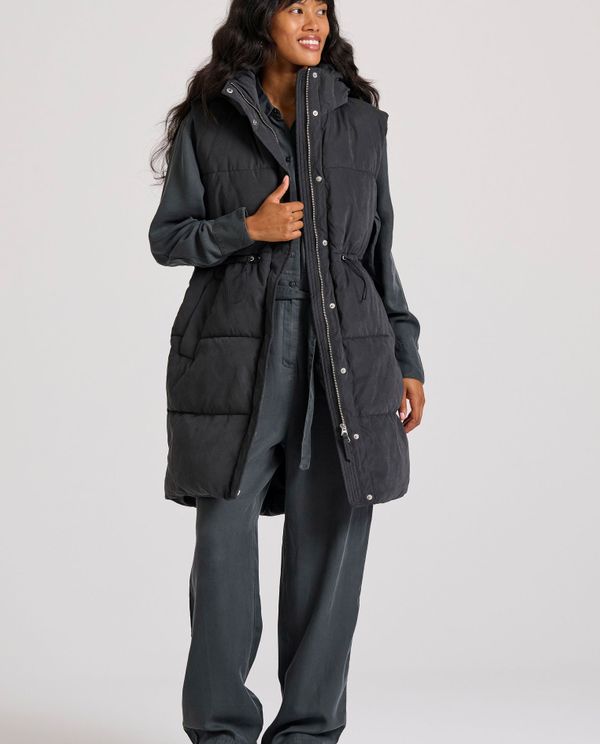 Loose fit αμάνικο puffer μακρύ μπουφάν