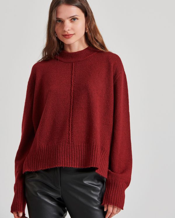 Relaxed fit πλεκτή μπλούζα με στρογγυλή λαιμόκοψη