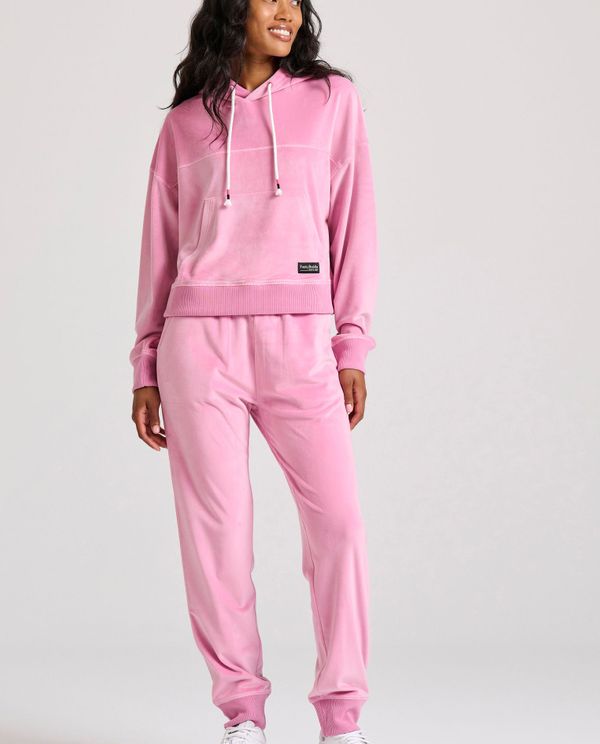Relaxed fit βελουτέ φούτερ με κουκούλα