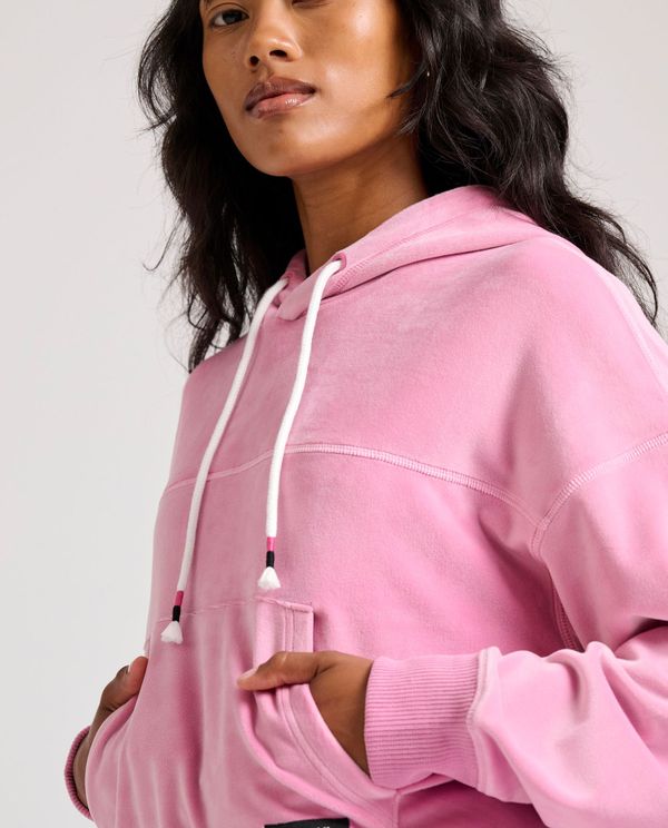 Relaxed fit βελουτέ φούτερ με κουκούλα