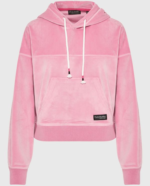 Relaxed fit βελουτέ φούτερ με κουκούλα
