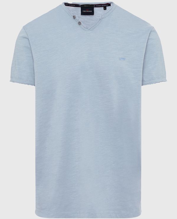 T-shirt με λαιμό henley και raw cuts - The essentials