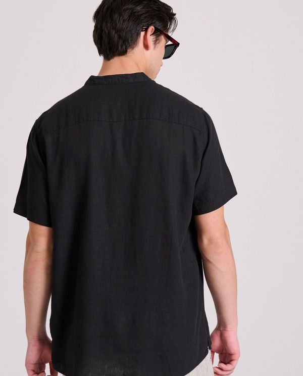 Relaxed fit linen blend πουκαμίσα με λαιμό mao