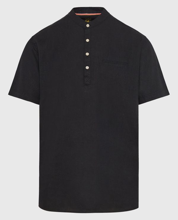 Relaxed fit linen blend πουκαμίσα με λαιμό mao