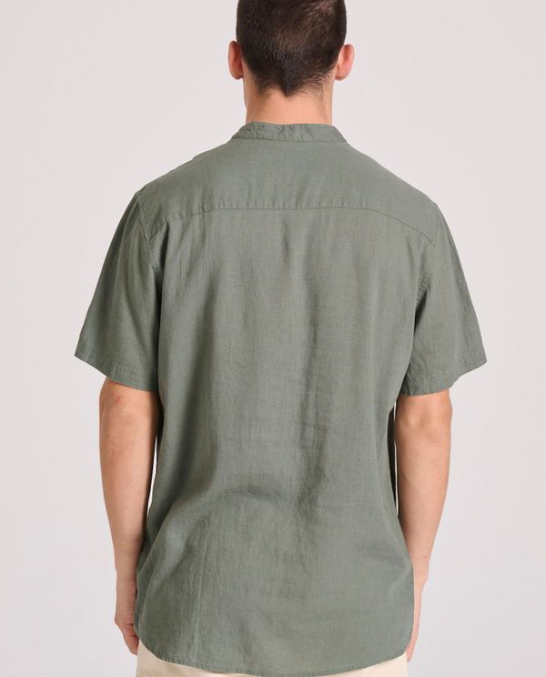 Relaxed fit linen blend πουκαμίσα με λαιμό mao