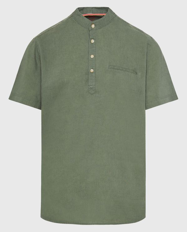 Relaxed fit linen blend πουκαμίσα με λαιμό mao