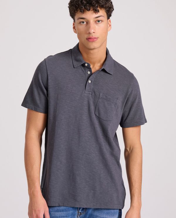 Garment dyed polo μπλούζα από φλάμα