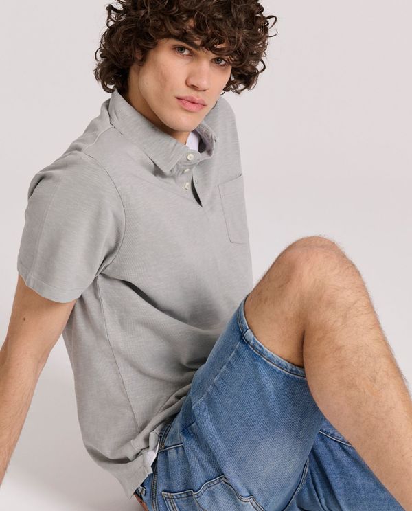 Garment dyed polo μπλούζα από φλάμα