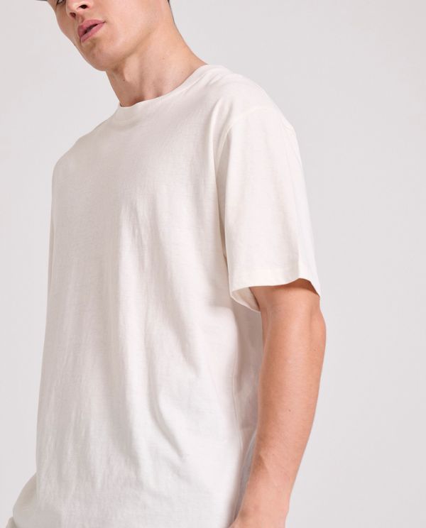 Relaxed fit linen blend μονόχρωμο t-shirt