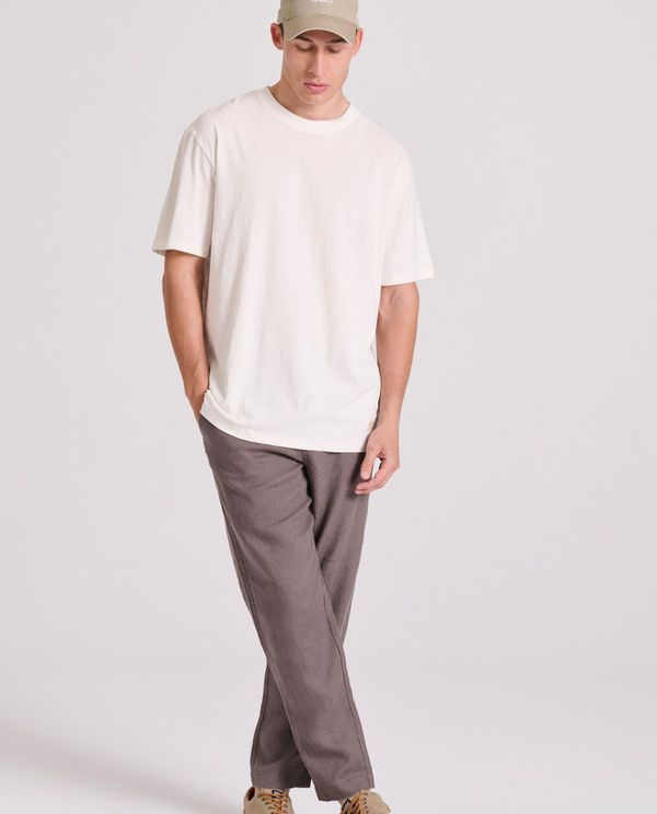 Relaxed fit linen blend μονόχρωμο t-shirt