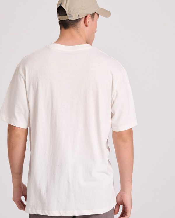 Relaxed fit linen blend μονόχρωμο t-shirt