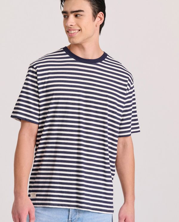 Relaxed fit linen blend ριγέ t-shirt