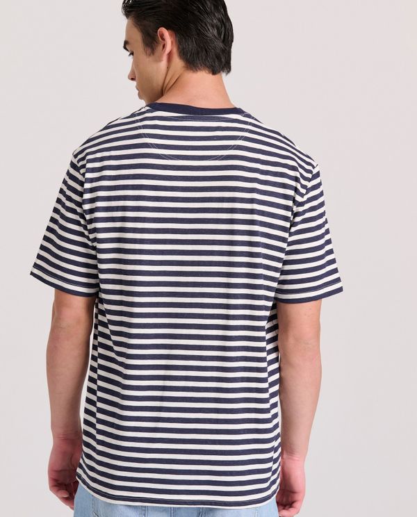 Relaxed fit linen blend ριγέ t-shirt