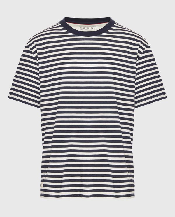 Relaxed fit linen blend ριγέ t-shirt