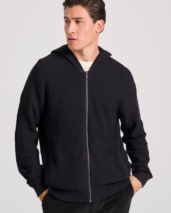 Relaxed fit ζακέτα με ανάγλυφη υφή και κουκούλα