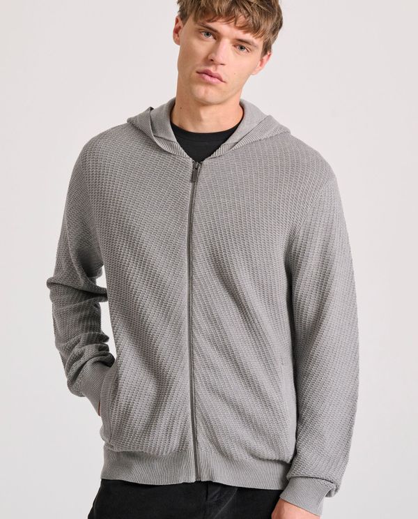 Relaxed fit ζακέτα με ανάγλυφη υφή και κουκούλα