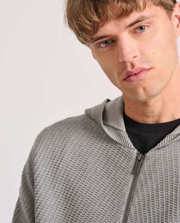 Relaxed fit ζακέτα με ανάγλυφη υφή και κουκούλα