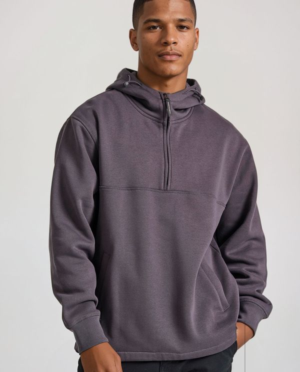 Relaxed half-zip φούτερ με τύπωμα στην πλάτη