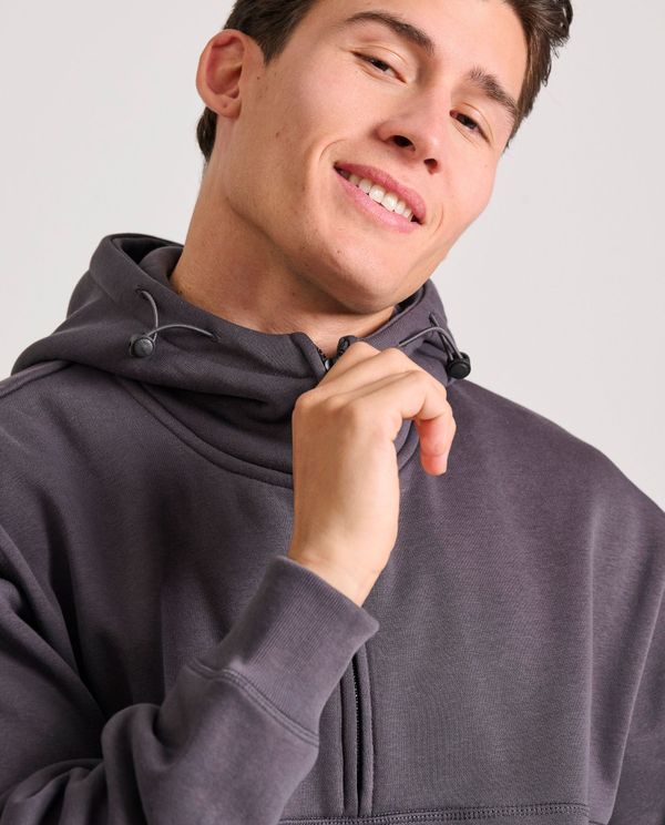 Relaxed half-zip φούτερ με τύπωμα στην πλάτη