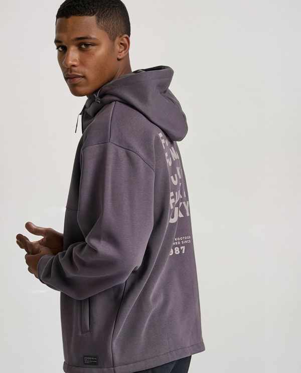 Relaxed half-zip φούτερ με τύπωμα στην πλάτη