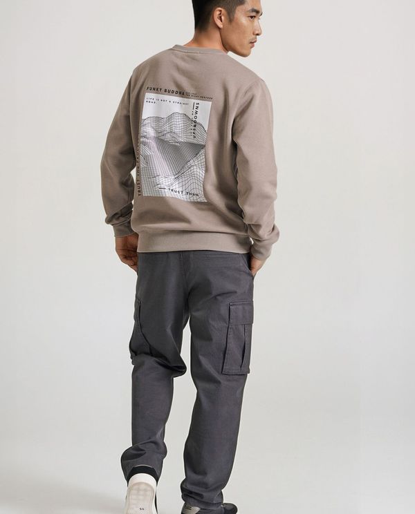 Relaxed fit φούτερ με τύπωμα στην πλάτη