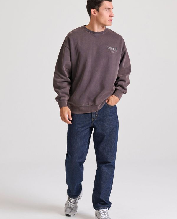 Oversized garment dyed φούτερ με τύπωμα στην πλάτη