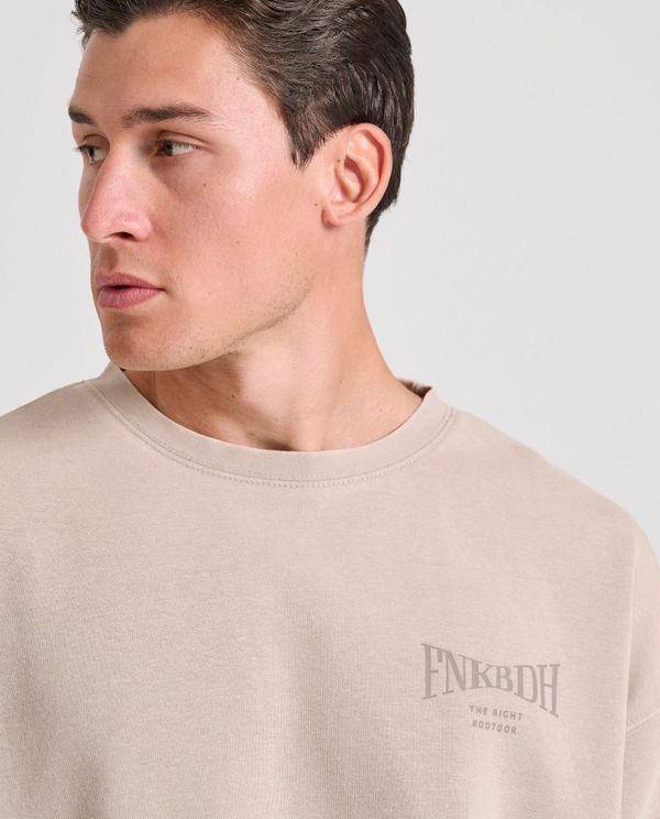Oversized garment dyed φούτερ με τύπωμα στην πλάτη