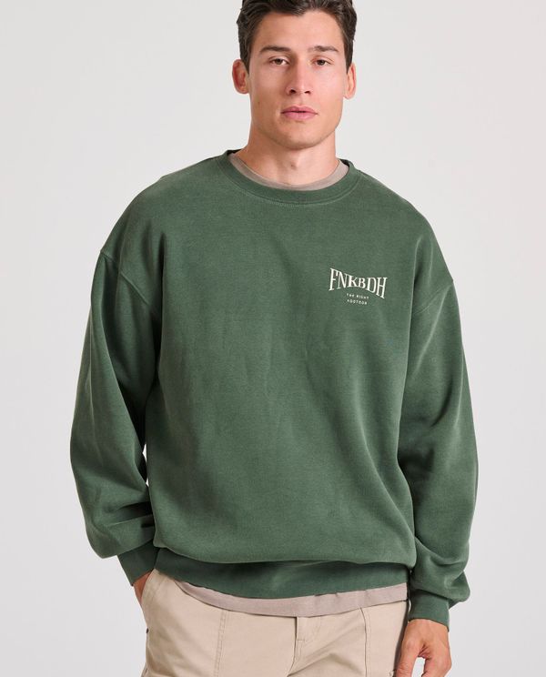 Oversized garment dyed φούτερ με τύπωμα στην πλάτη