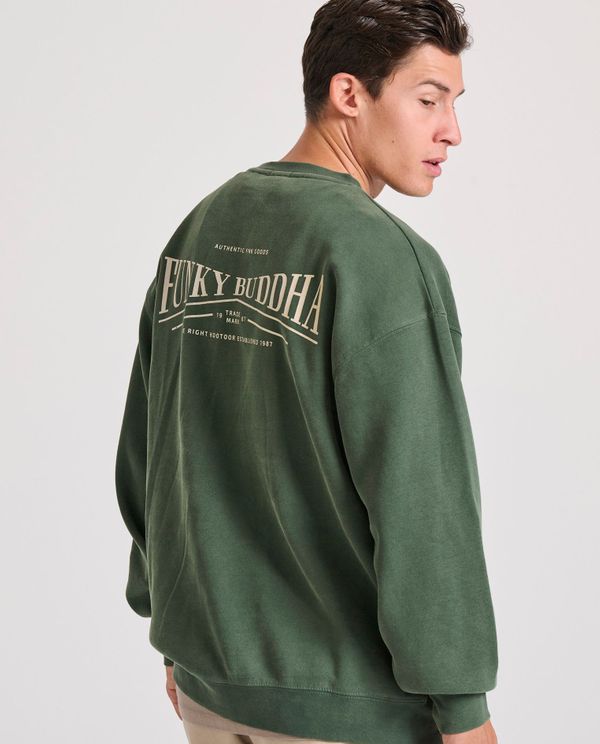 Oversized garment dyed φούτερ με τύπωμα στην πλάτη