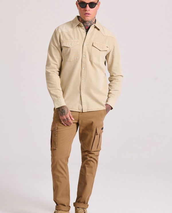 Relaxed garment dyed denim πουκάμισο