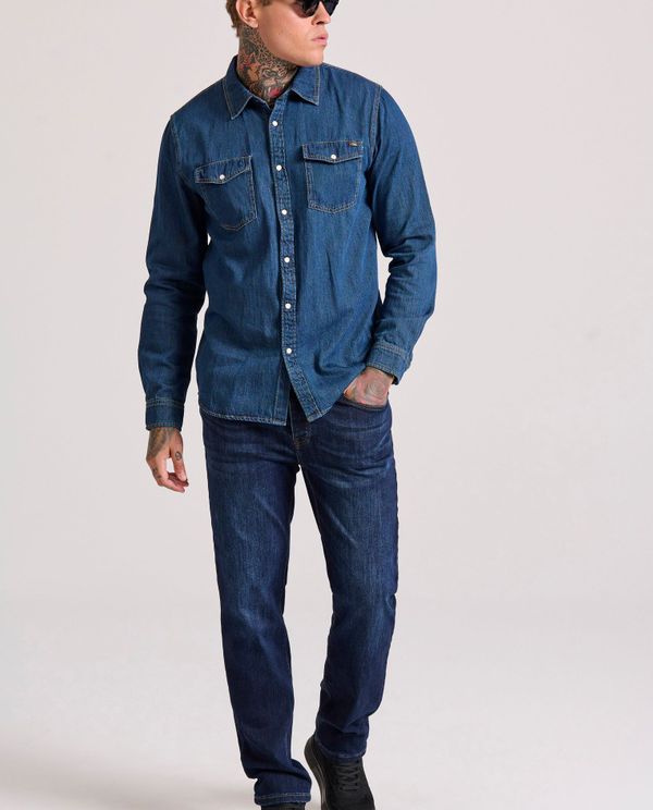 Ανδρικό denim πουκάμισο με τσέπες στο στήθος