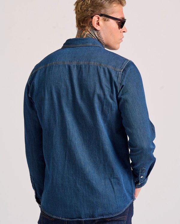 Ανδρικό denim πουκάμισο με τσέπες στο στήθος